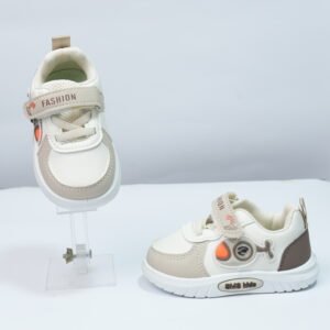 Alternative view of white and brown sneakers