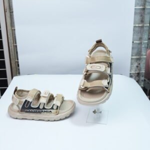 Alternative view of camel color 3 striped sandal