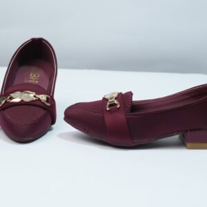 Alternative view of Maroon Color Kids low heel pumps