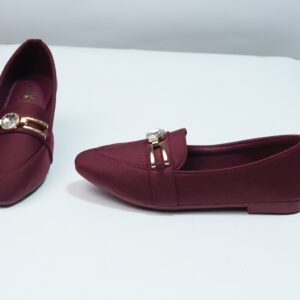 Alternative view of maroon casual pumps